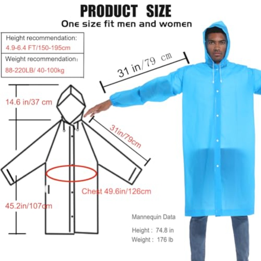 Rain Ponchos for Adults Rainco - Emergency Poncho Rain 리뷰 및 가격