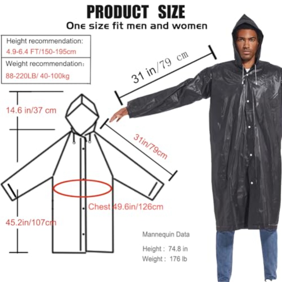 Rain Ponchos for Adults Rainco - Emergency Poncho Rain 리뷰 및 가격