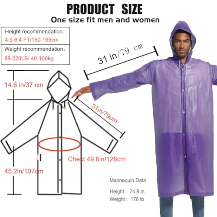 Rain Ponchos for Adults Rainco - Emergency Poncho Rain 리뷰 및 가격