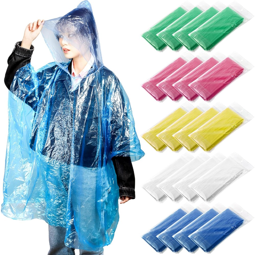 20 Pack Disposable Rain Poncho - Emergency Poncho Rain 리뷰 및 가격