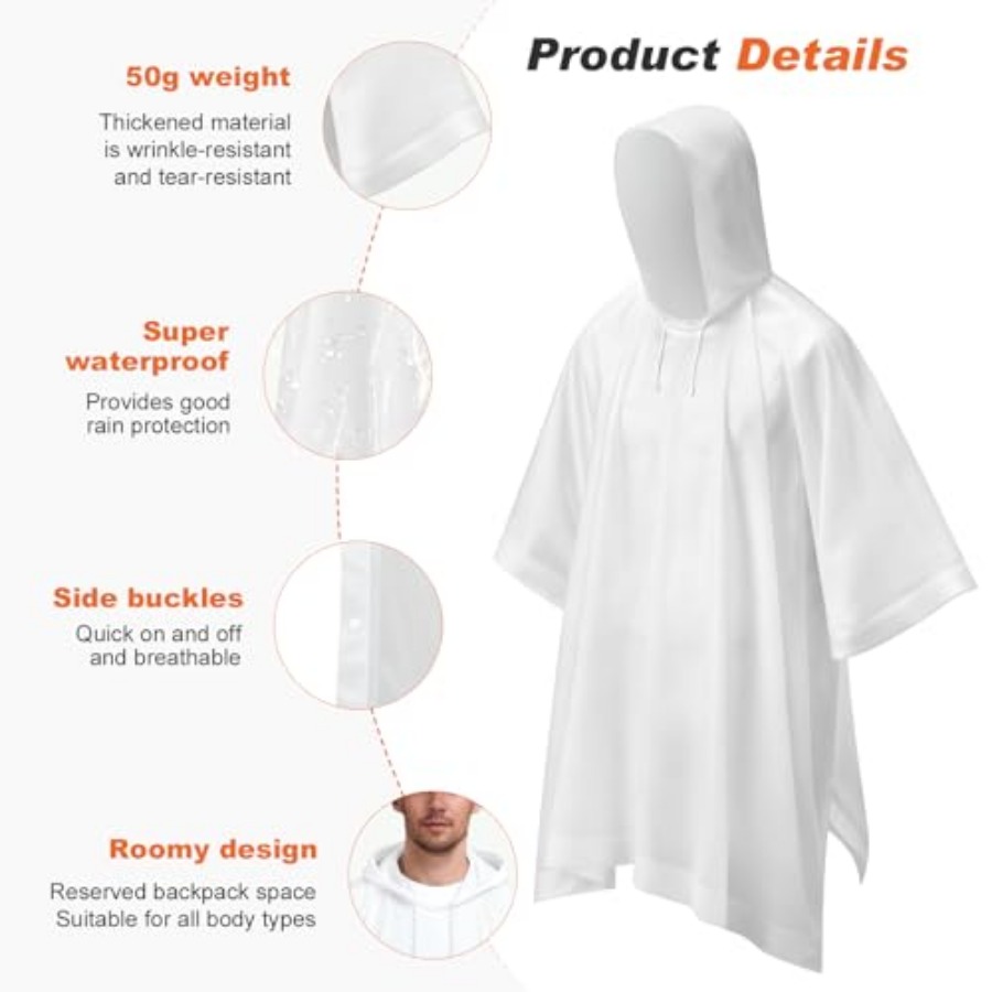 8 Pack Hooded Rain Ponchos for - Emergency Poncho Rain 리뷰 및 가격