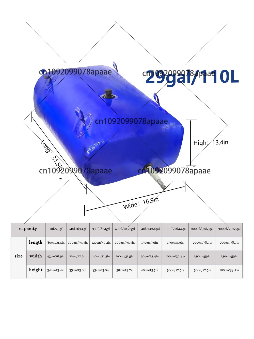 110L PVC Water Storage Bag, Po - Water Bag Collapsible 리뷰 및 가격